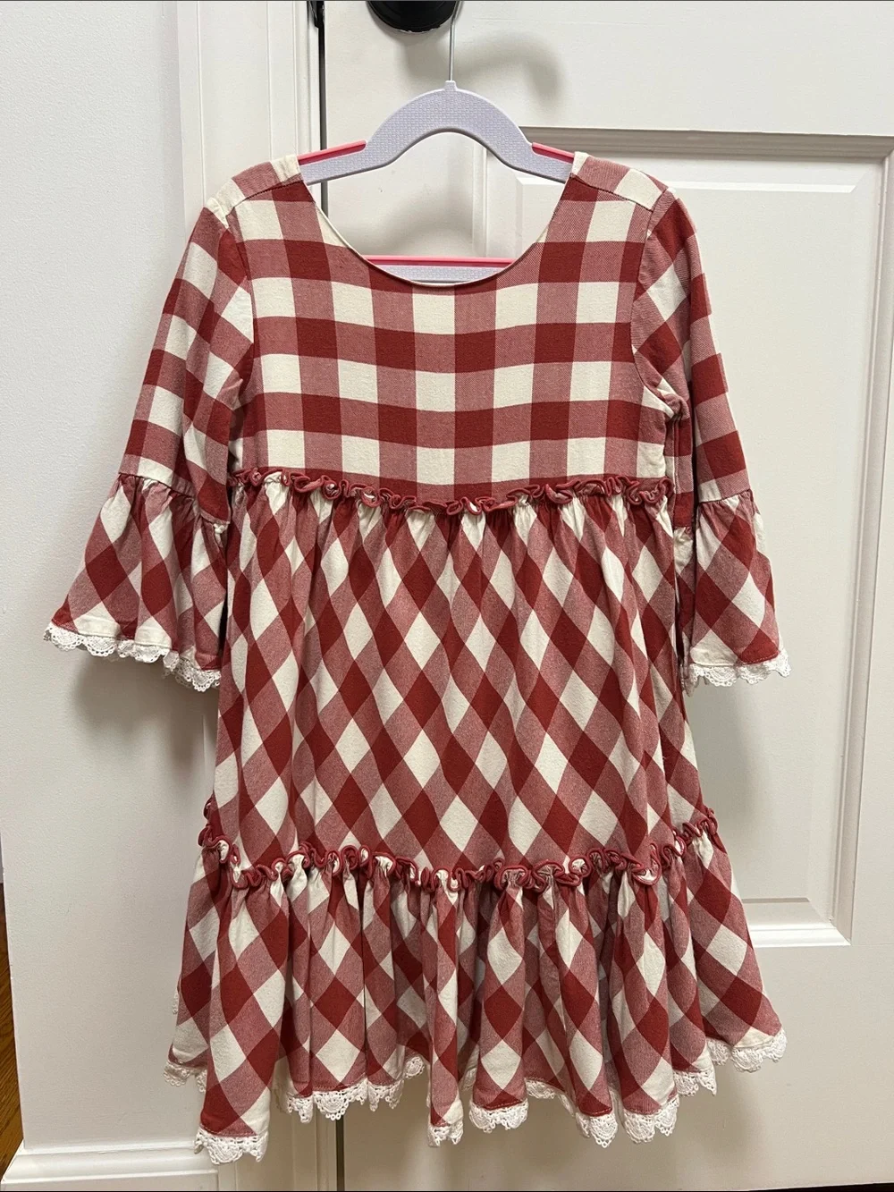 Matilda Jane Just Imagine Kassidy Plaid Twill Gingham Ruffle Dress - Size 6